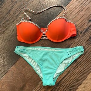 Victoria’s Secret Swim coral bandeau sz 32C